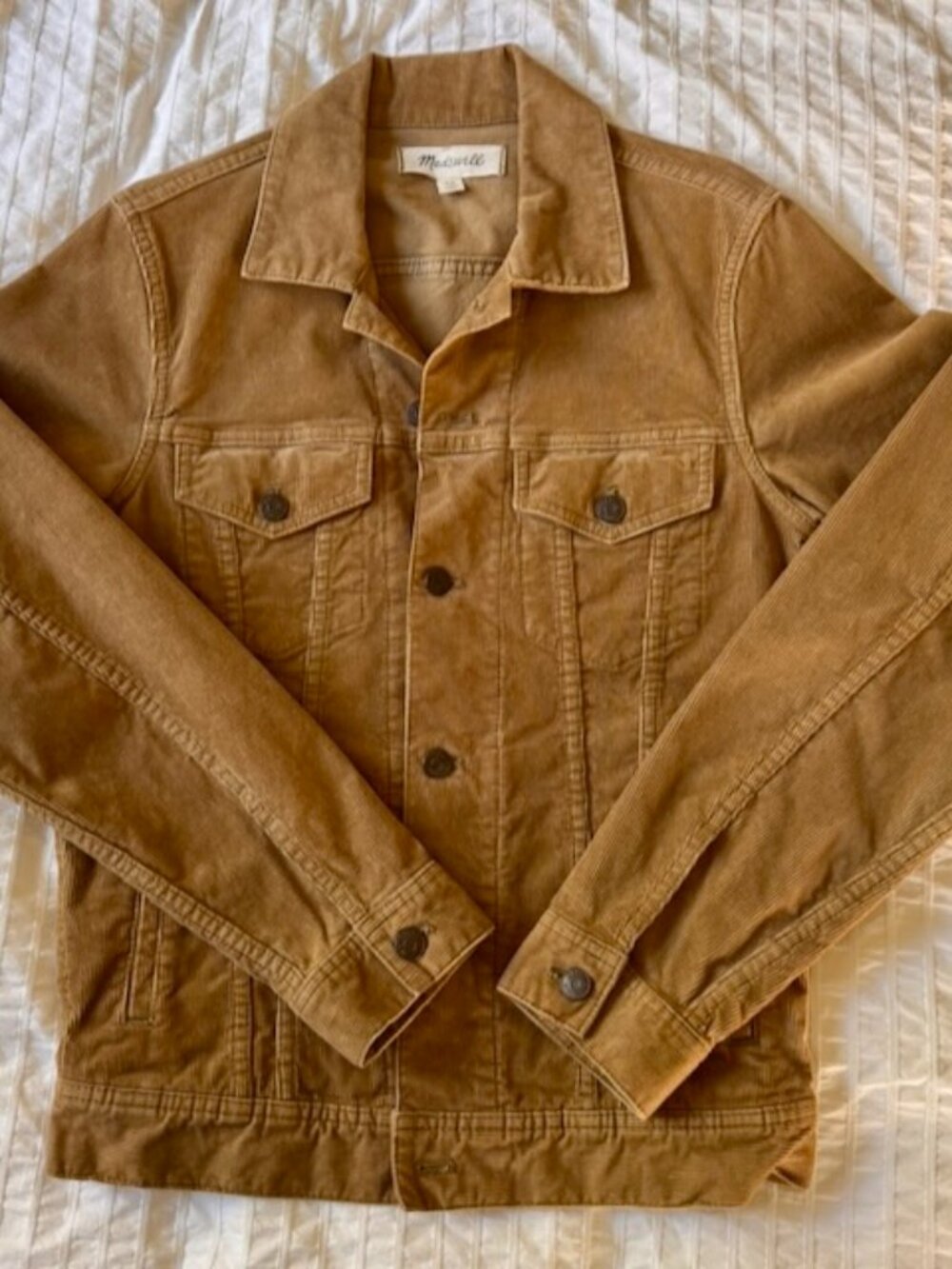Madewell Men's Lightweight Corduroy Trucker Classic Jacket in Warm Caramel